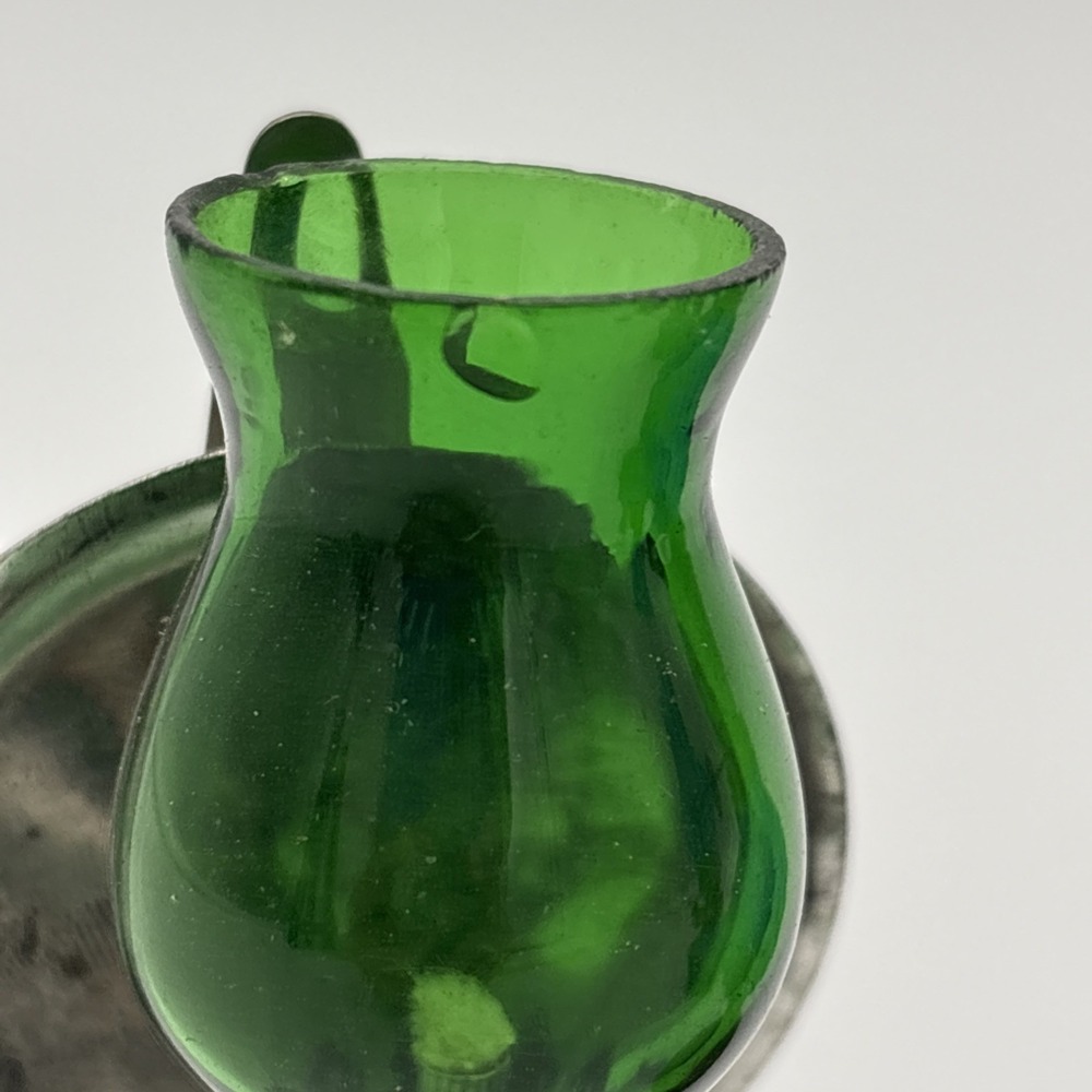 Vintage Miniature Colored Glass Oil Lamps Set Cobalt Hobnail Green Blue Lot of 3 - Picture 6 of 11